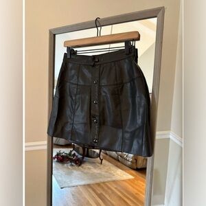 Free People Faux Leather Mini Skirt Size 2 Black
